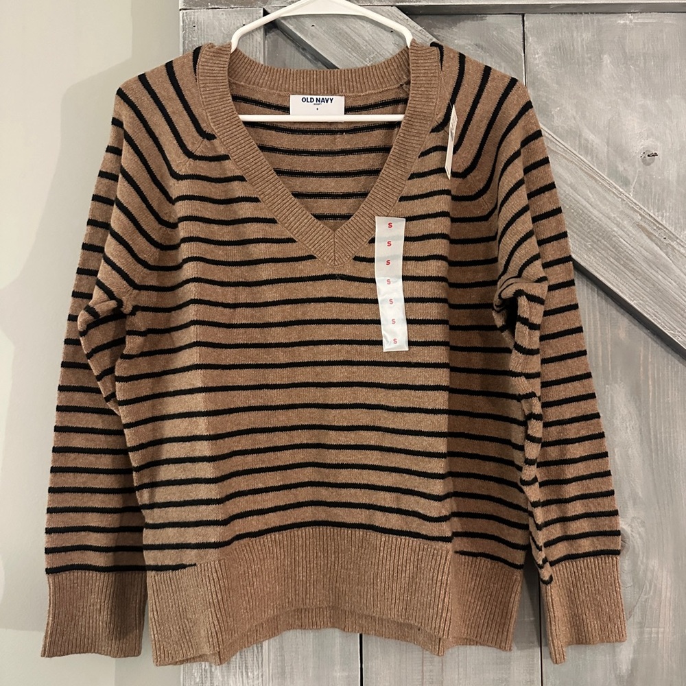 Old Navy Women's Striped Brown Sweater